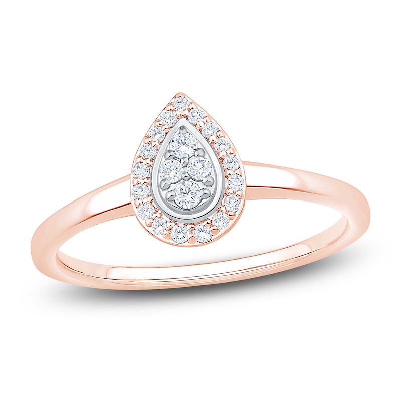 Main Image 1 of Multi-Diamond Pear-Shaped Halo Promise Ring 1/6 ct tw 10K Rose Gold