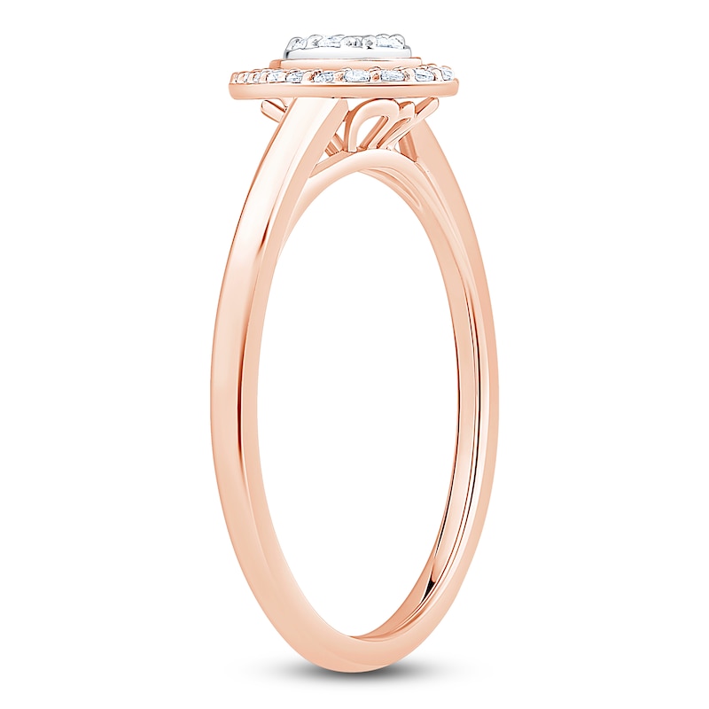 Main Image 2 of Multi-Diamond Pear-Shaped Halo Promise Ring 1/6 ct tw 10K Rose Gold