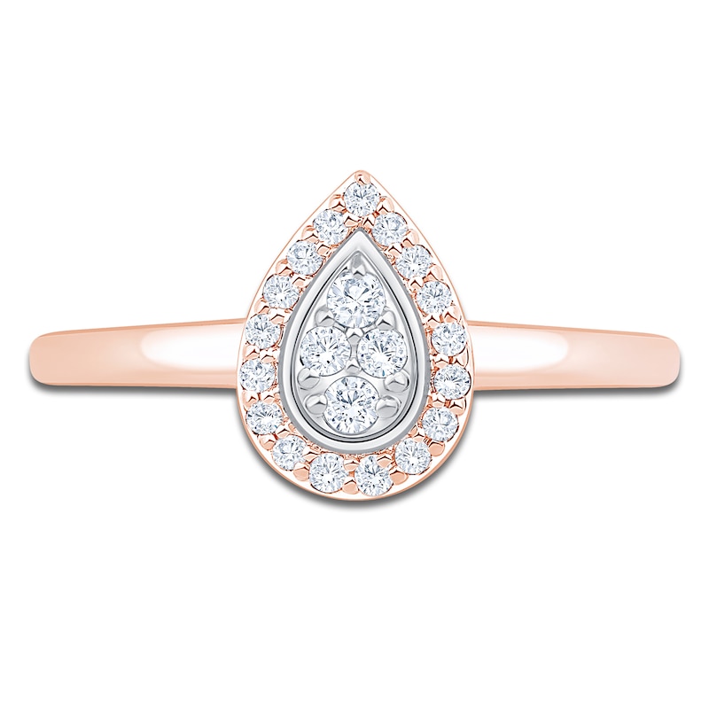 Main Image 3 of Multi-Diamond Pear-Shaped Halo Promise Ring 1/6 ct tw 10K Rose Gold