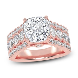 Cushion-Cut Created By Jared Studio Lab-Created Diamond Engagement Ring 3-3/4 ct tw 14K Rose Gold