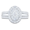 Thumbnail Image 3 of Brilliant Moments Multi-Diamond Oval Halo Engagement Ring 1 ct tw 14K White Gold