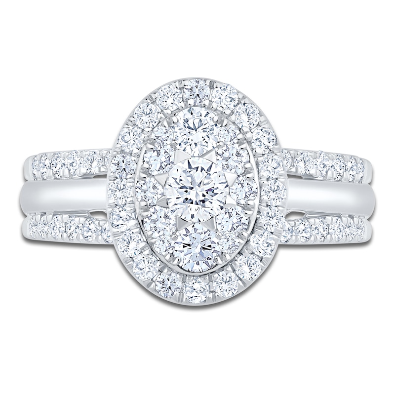 Main Image 3 of Brilliant Moments Multi-Diamond Oval Halo Engagement Ring 1 ct tw 14K White Gold