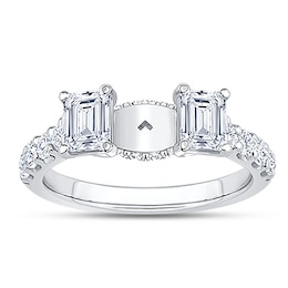 Emerald-Cut Lab-Created Diamond Three-Stone Engagement Ring Setting 1-1/2 ct tw 14K White Gold