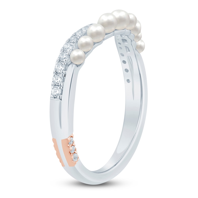 Main Image 2 of Pnina Tornai Cultured Pearl & Diamond Curved Anniversary Ring 1/6 ct tw 14K White Gold