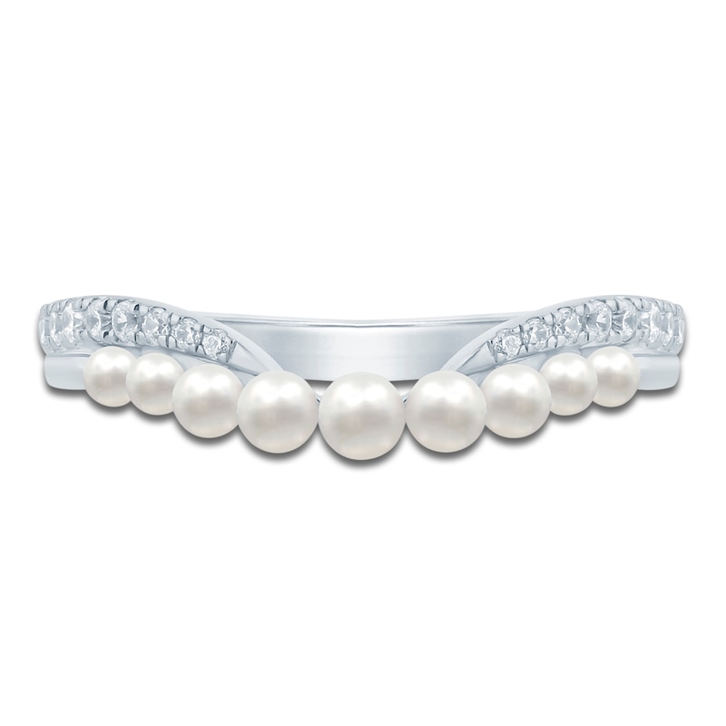 Main Image 3 of Pnina Tornai Cultured Pearl & Diamond Curved Anniversary Ring 1/6 ct tw 14K White Gold