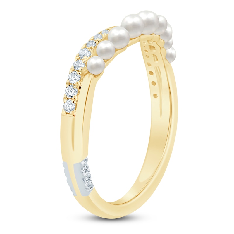 Main Image 2 of Pnina Tornai Cultured Pearl & Diamond Curved Anniversary Ring 1/6 ct tw 14K Yellow Gold