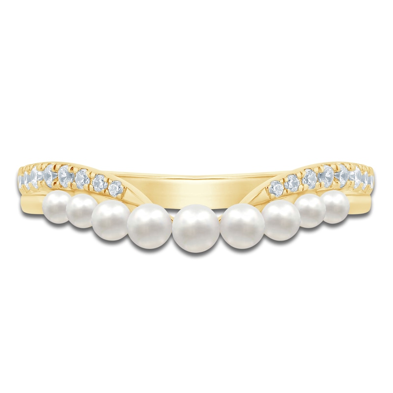 Main Image 3 of Pnina Tornai Cultured Pearl & Diamond Curved Anniversary Ring 1/6 ct tw 14K Yellow Gold