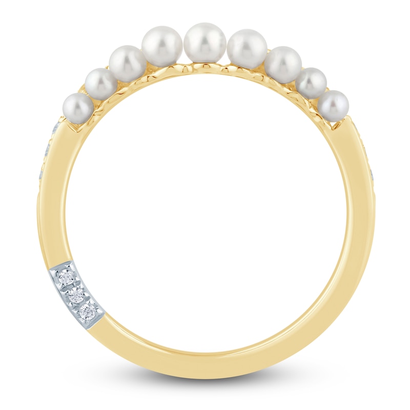 Main Image 4 of Pnina Tornai Cultured Pearl & Diamond Curved Anniversary Ring 1/6 ct tw 14K Yellow Gold