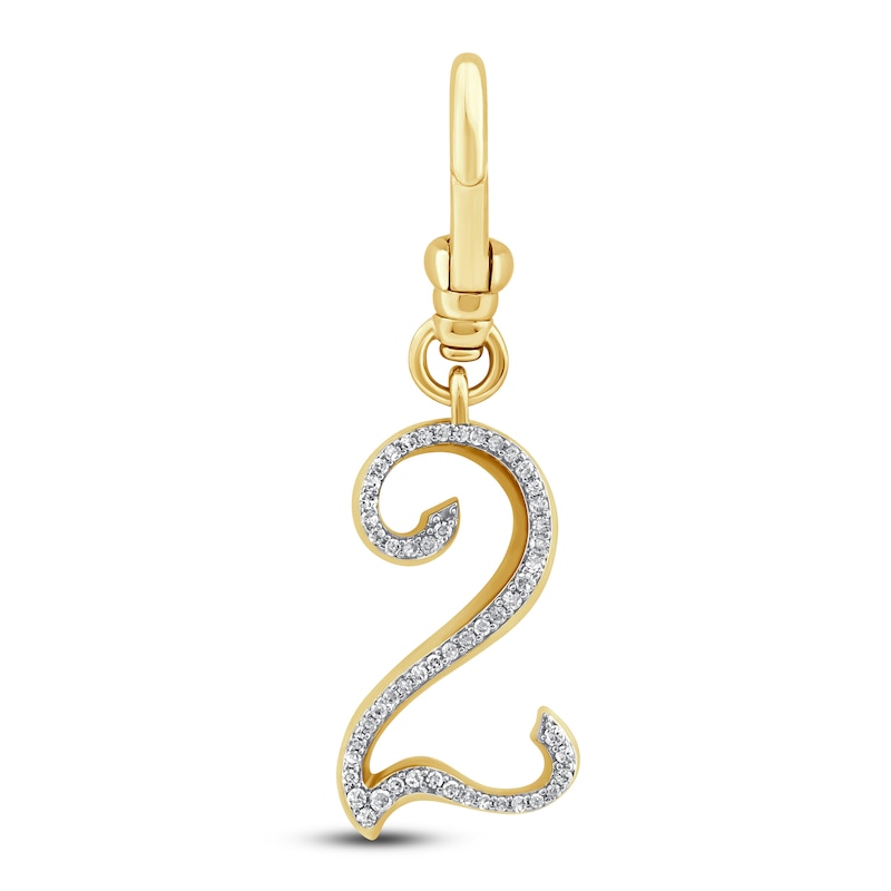 Main Image 1 of Charm'd by Lulu Frost Diamond Number 2 Charm 1/10 ct tw Pavé Round 10K Yellow Gold