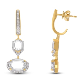 J'Lure Oval Portrait-Cut & Hexagon Portrait-Cut Lab-Created Diamond Dangle Earrings 3-1/2 ct tw 14K Yellow Gold