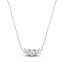 Lab-Created Diamond Three-Stone Necklace 1/2 ct tw 14K White Gold 18&quot;