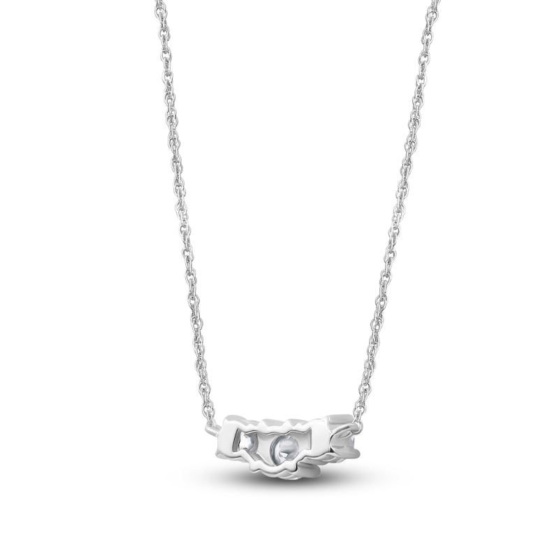 Main Image 4 of Lab-Created Diamond Three-Stone Necklace 1/2 ct tw 14K White Gold 18&quot;