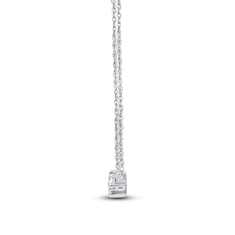 Main Image 5 of Lab-Created Diamond Three-Stone Necklace 1/2 ct tw 14K White Gold 18&quot;