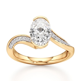 J'Lure Oval Step-Cut Lab-Created Diamond Bypass Engagement Ring 2-1/5 ct tw 18K Yellow Gold