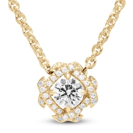 Unspoken Round-Cut Diamond Halo Necklace 1/4 ct tw 14K Yellow Gold 18&quot;