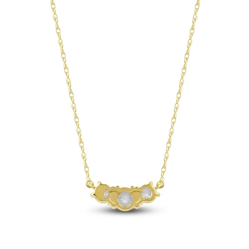 Main Image 3 of Lab-Created Diamond Three-Stone Necklace 1 ct tw 14K Yellow Gold 18&quot;