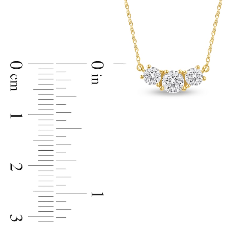 Main Image 4 of Lab-Created Diamond Three-Stone Necklace 1 ct tw 14K Yellow Gold 18&quot;