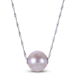 Cultured Pearl Bead Necklace 10K White Gold 18&quot;