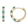 Thumbnail Image 1 of Natural Emerald & Diamond Hoop Earrings 1/6 ct tw 14K Yellow Gold