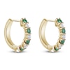 Thumbnail Image 3 of Natural Emerald & Diamond Hoop Earrings 1/6 ct tw 14K Yellow Gold