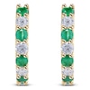 Thumbnail Image 4 of Natural Emerald & Diamond Hoop Earrings 1/6 ct tw 14K Yellow Gold