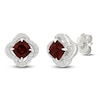 Thumbnail Image 2 of Cushion-Cut Natural Garnet & Diamond Halo Stud Earrings 1/5 ct tw 10K White Gold