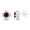 Thumbnail Image 3 of Cushion-Cut Natural Garnet & Diamond Halo Stud Earrings 1/5 ct tw 10K White Gold