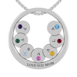 Birthstone Family & Mother's Circle Necklace (2-7 Stones and 3-8 Lines)