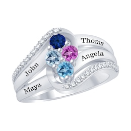 Mother's Family Birthstone Swirl Ring