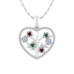 Birthstone Family & Mother's Tree Heart Necklace (1-6 Stones)