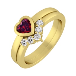 Bezel-Set Heart Birthstone Family & Mother's Ring (2-6 Stones)