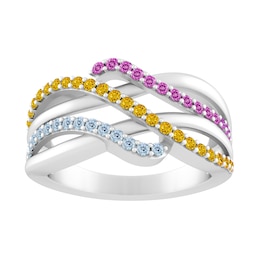 Triple Row Bypass Birthstone Ring (3 Stones)