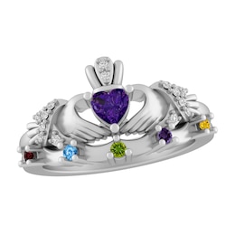 Birthstone Claddagh Family & Mother's Ring (6 Stones)