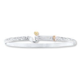 Bangle Bracelet Diamond Accents Sterling Silver/14K Gold