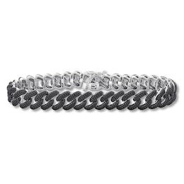 Men's Black Diamond Link Bracelet 1-1/2 ct tw Sterling Silver 8.5