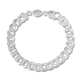 Men's Solid Curb Chain Bracelet Sterling Silver 8.5&quot;