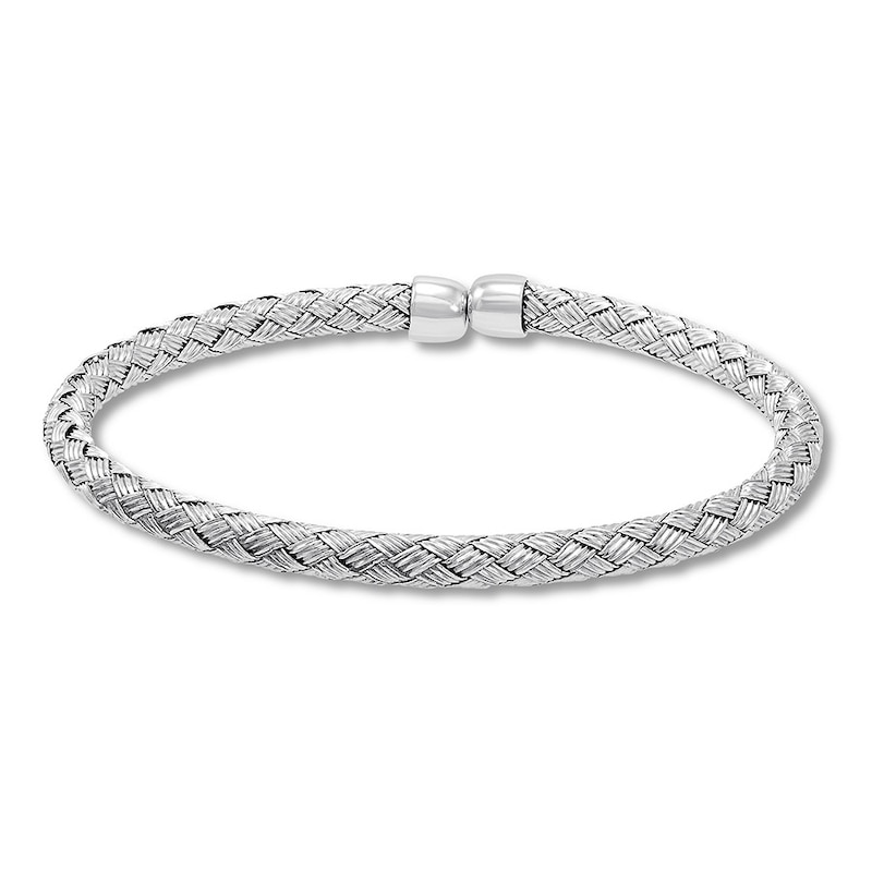 Woven Bangle Bracelet Sterling Silver