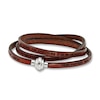 Thumbnail Image 1 of Lord's Prayer Bracelet Brown Leather Stainless Steel