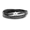 Thumbnail Image 0 of Footprints Prayer Black Leather Bracelet Stainless Steel