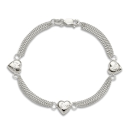 Heart Bracelet Sterling Silver 7-inch Length