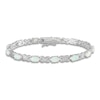 Thumbnail Image 0 of Lab-Created Opal Bracelet Diamond Accents Sterling Silver 7"