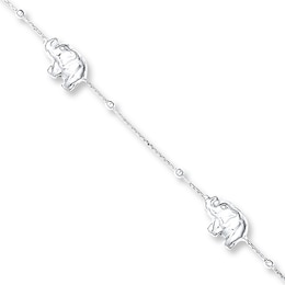 Elephant Anklet Sterling Silver 9&quot; Length