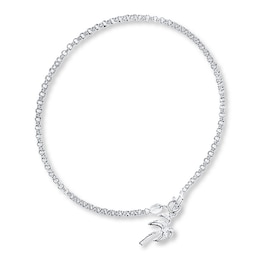 Palm Tree Anklet Sterling Silver 9 Length