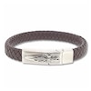 Thumbnail Image 1 of Men's Woven Bracelet Brown Leather Stainless Steel 8.5&quot;