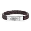 Thumbnail Image 2 of Men's Woven Bracelet Brown Leather Stainless Steel 8.5&quot;