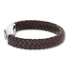 Thumbnail Image 3 of Men's Woven Bracelet Brown Leather Stainless Steel 8.5&quot;