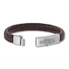 Thumbnail Image 4 of Men's Woven Bracelet Brown Leather Stainless Steel 8.5&quot;