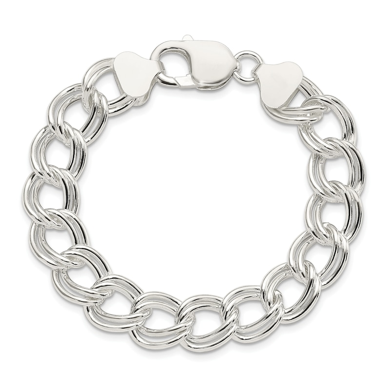 Double Link Charm Bracelet Sterling Silver 7"