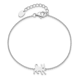 Cat with Heart Bracelet Sterling Silver 7&quot;