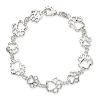 Zales Child's Paw Print Cutout Disc with Mommy Loves You Tag Paper Clip Chain Bracelet in 14K Gold - 6.0